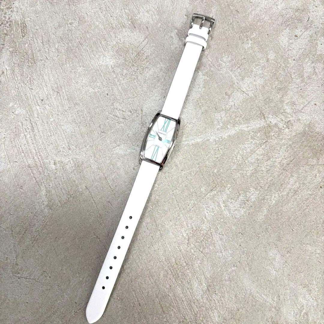 電池交換済 TIFFANY ティファニー ジェメア レディース 白ベルト