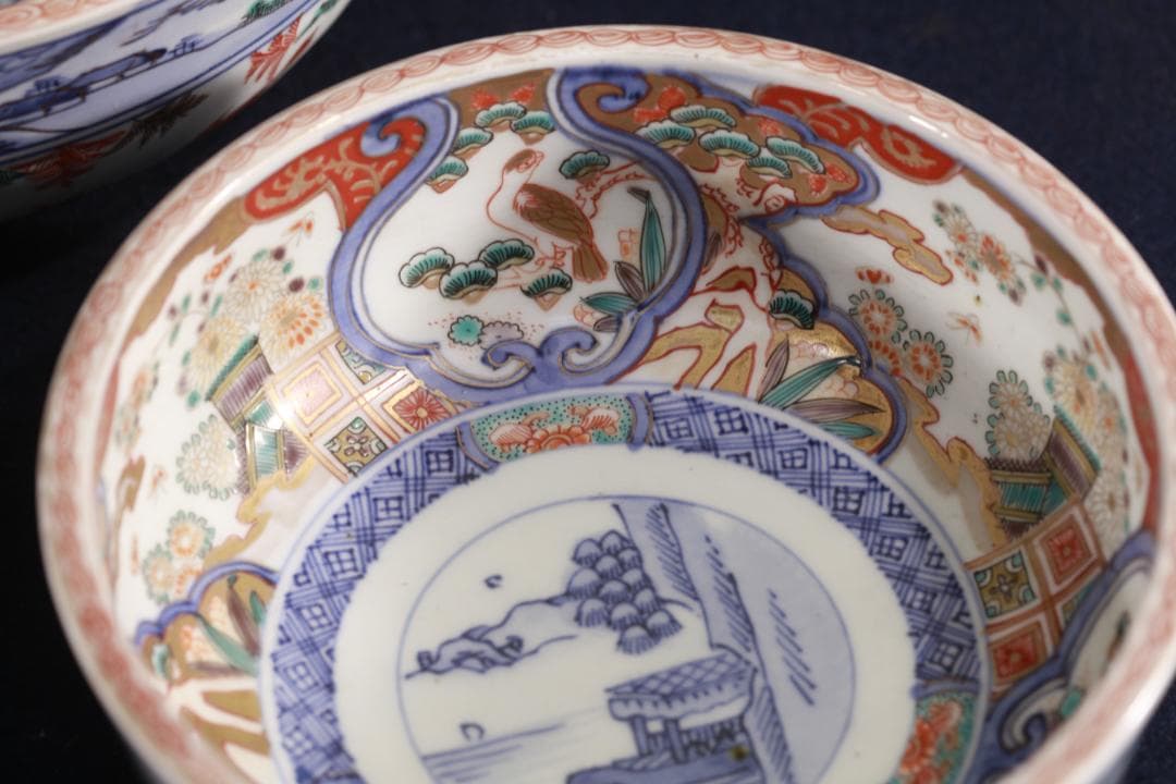 039 古伊万里　豪華　金襴手　3つ丼　江戸時代　無傷美品