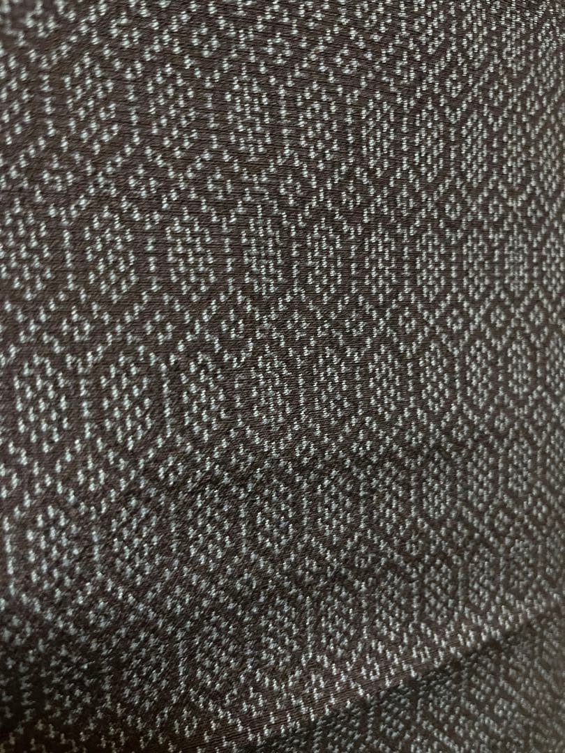 【超絶逸品】●新潟県伝統工芸品●【本塩沢】●強撚糸●草木染●亀甲●紬●着物