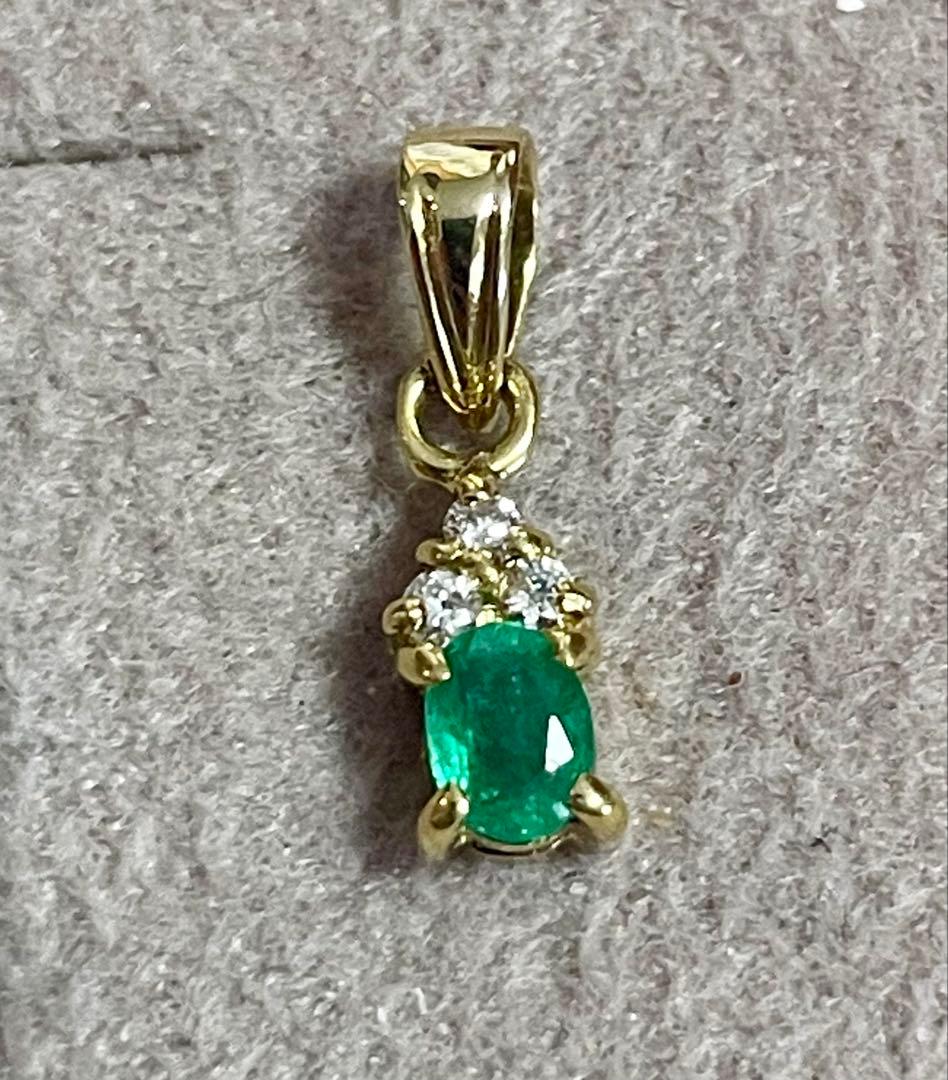 K18金 エメラルド ダイヤモンド ペンダントトップ