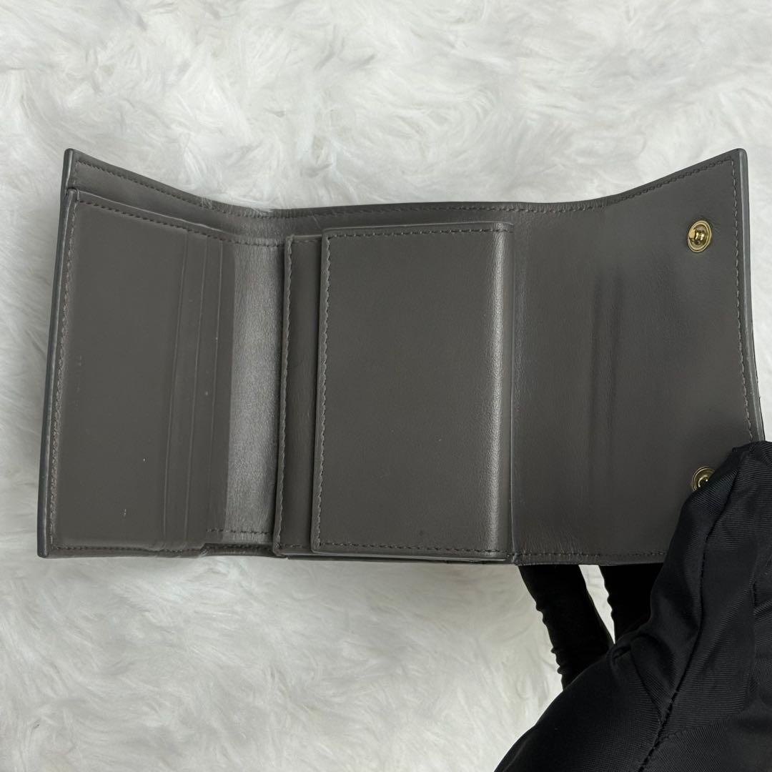 CELINE セリーヌ 三つ折り財布 スモールウォレット レザー グレー　黒