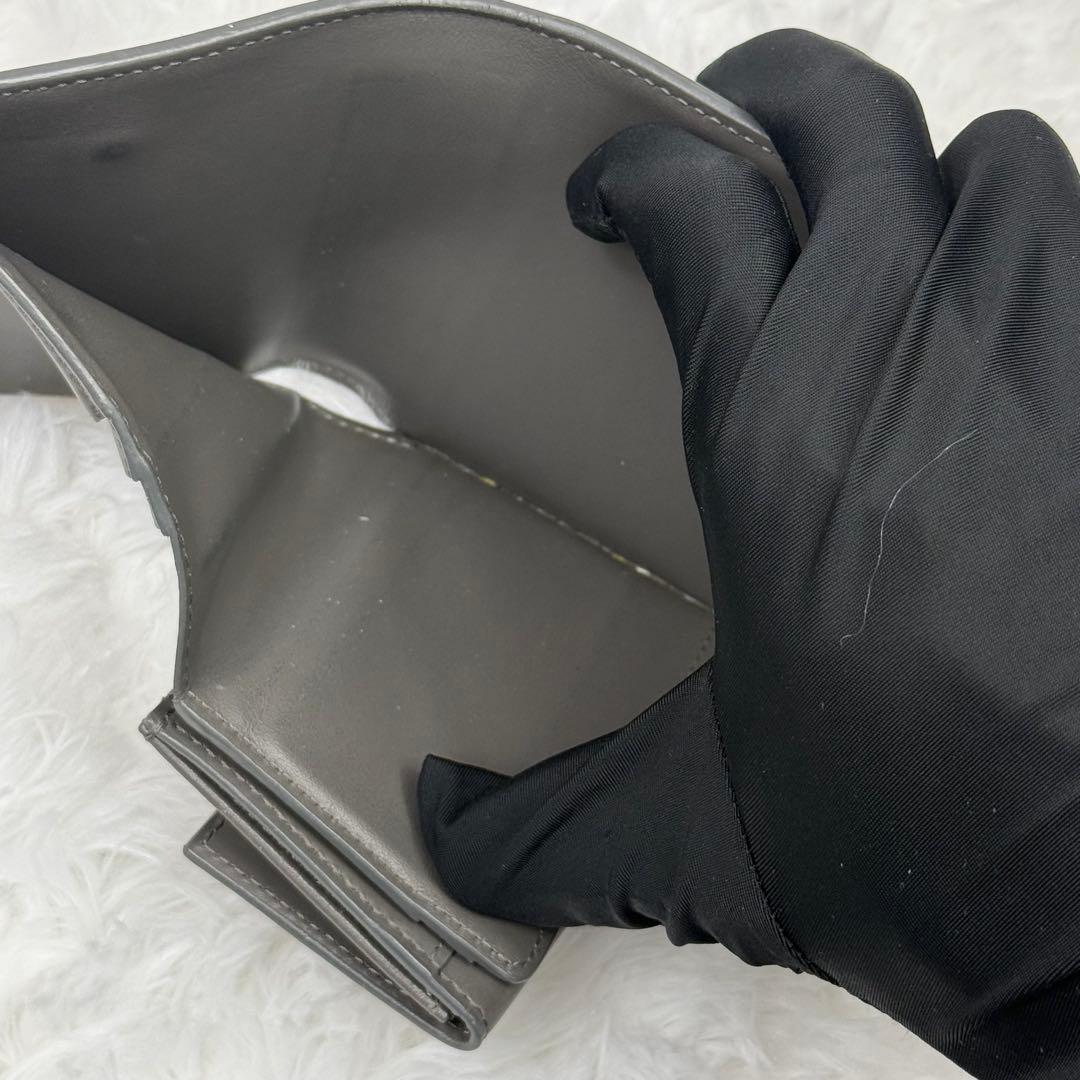 CELINE セリーヌ 三つ折り財布 スモールウォレット レザー グレー　黒