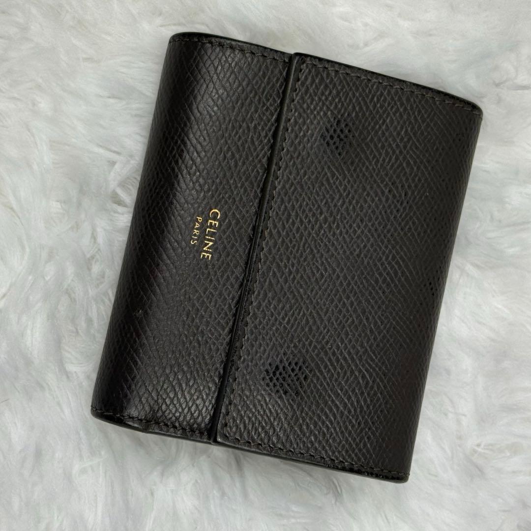 CELINE セリーヌ 三つ折り財布 スモールウォレット レザー グレー　黒
