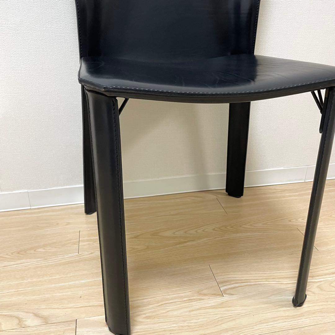 希少Fasem イタリア製牛革 レザーダイニングチェア ヴィンテージ ②