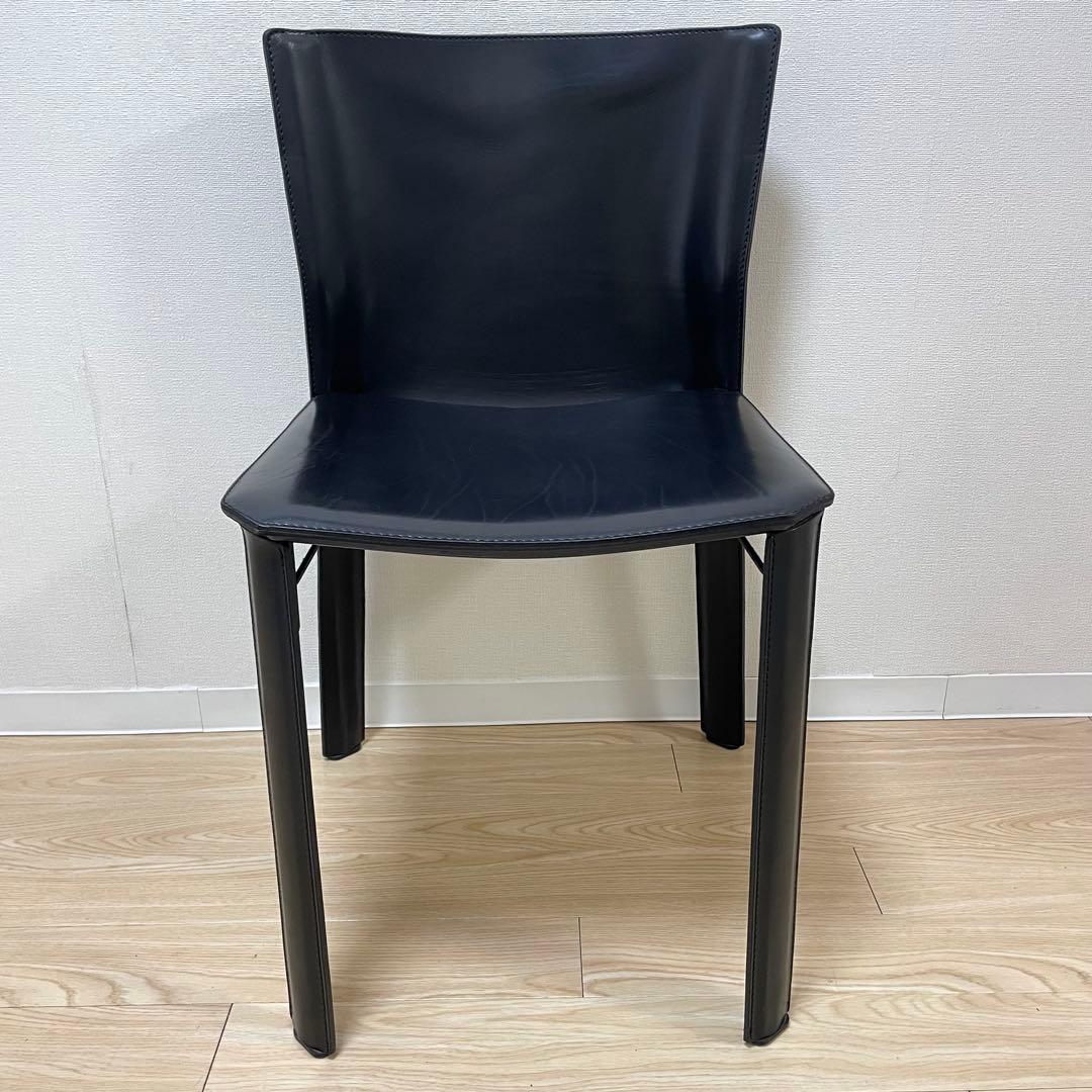 希少Fasem イタリア製牛革 レザーダイニングチェア ヴィンテージ ②