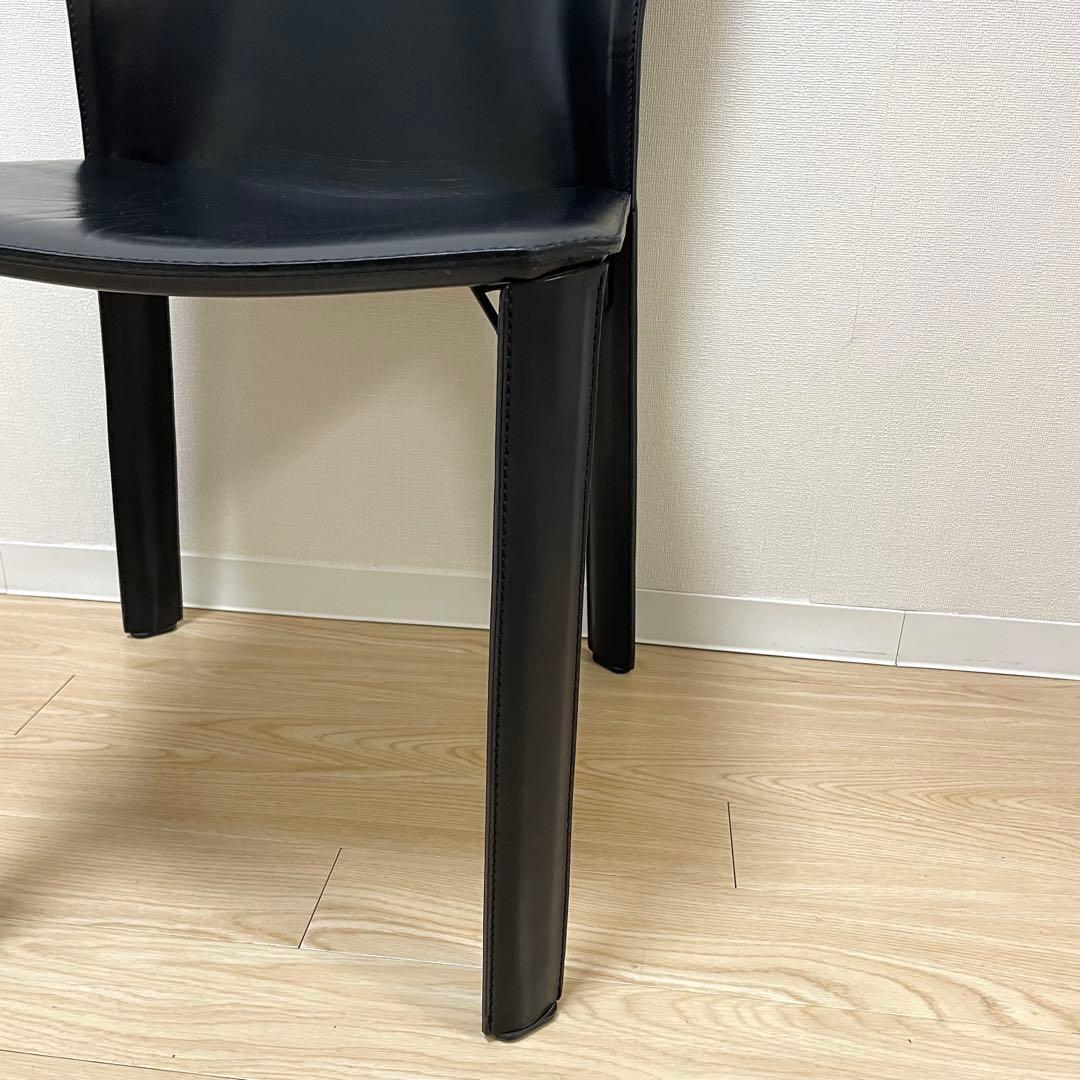 希少Fasem イタリア製牛革 レザーダイニングチェア ヴィンテージ ②