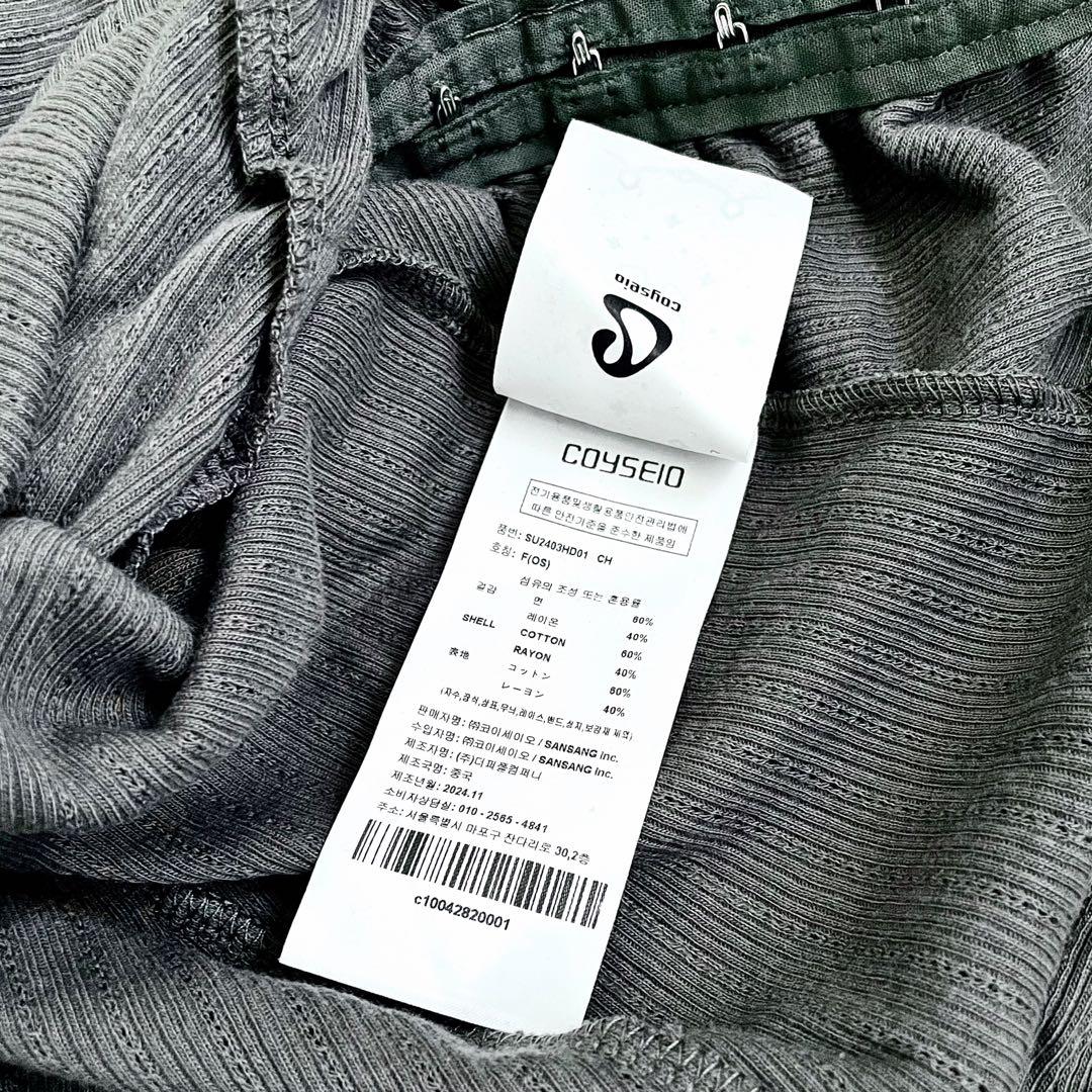 トップス COYSEIO SHIRRING HOOK HOODIE CHARCOAL