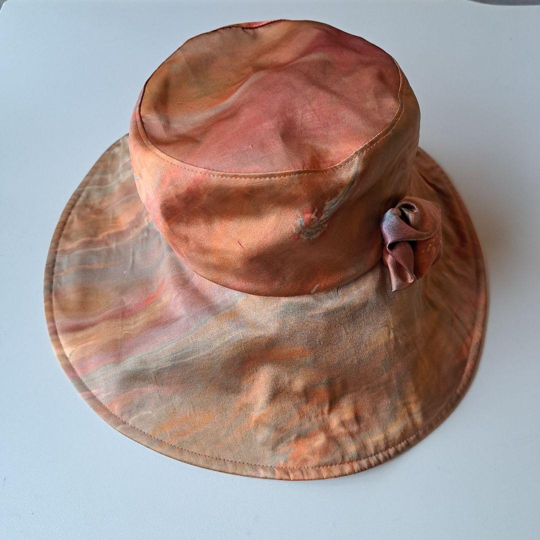 高級 定価4.5万 墨流し染 シルクハット 絹 創作 染美堂 帽子 ソフトハット
