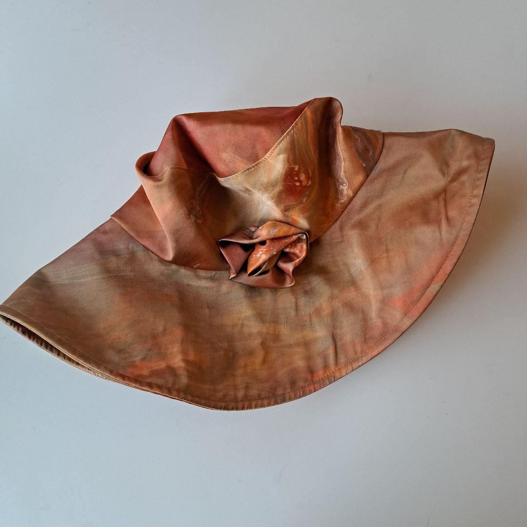 高級 定価4.5万 墨流し染 シルクハット 絹 創作 染美堂 帽子 ソフトハット