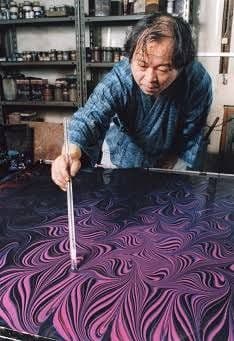 高級 定価4.5万 墨流し染 シルクハット 絹 創作 染美堂 帽子 ソフトハット