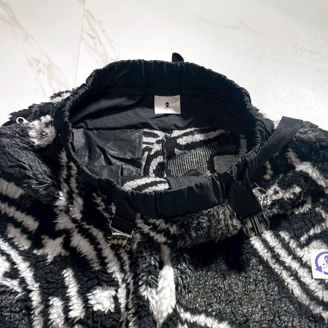 MARK&LONA ボアパンツ 黒×白 総柄 スカル メンズ 44 ゴルフウェア