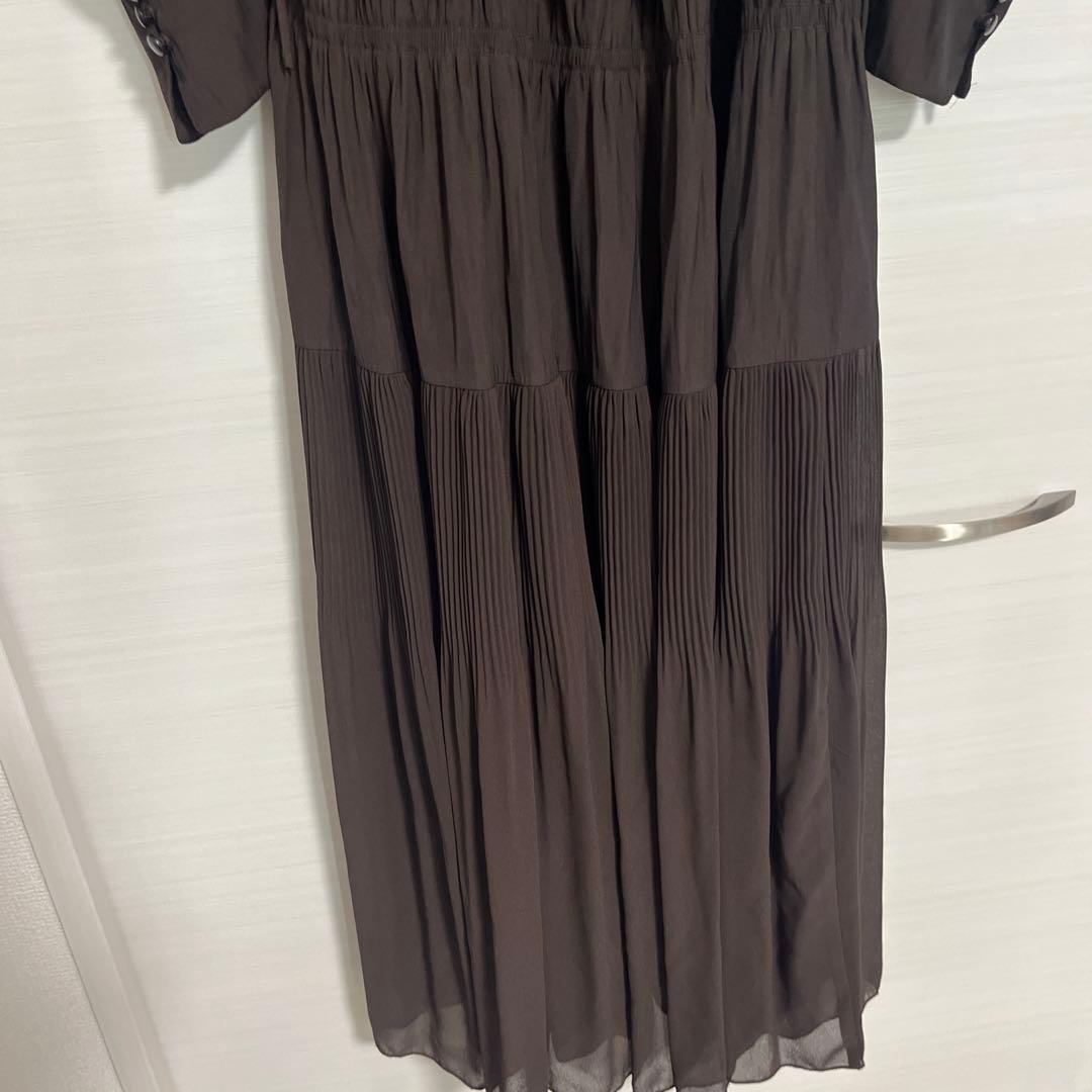 ココディール　ギャザードロストティアードワンピース　ダークブラウン