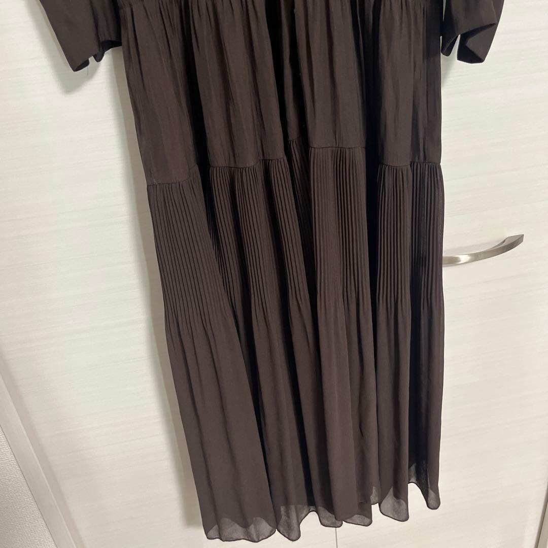 ココディール　ギャザードロストティアードワンピース　ダークブラウン