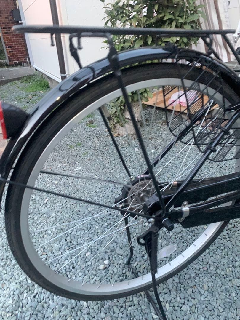 黒色 シティサイクル 26インチ 前バスケット付き