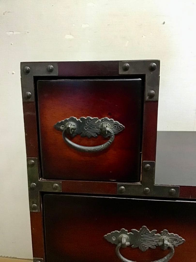 aya3953 ☆222☆民芸家具☆時代箪笥風☆右階段箪笥☆和家具☆鉄金具