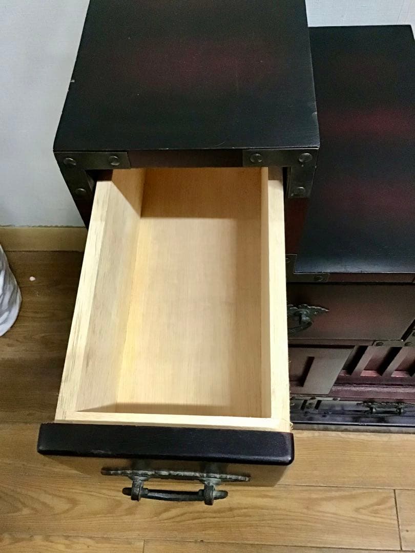 aya3953 ☆222☆民芸家具☆時代箪笥風☆右階段箪笥☆和家具☆鉄金具