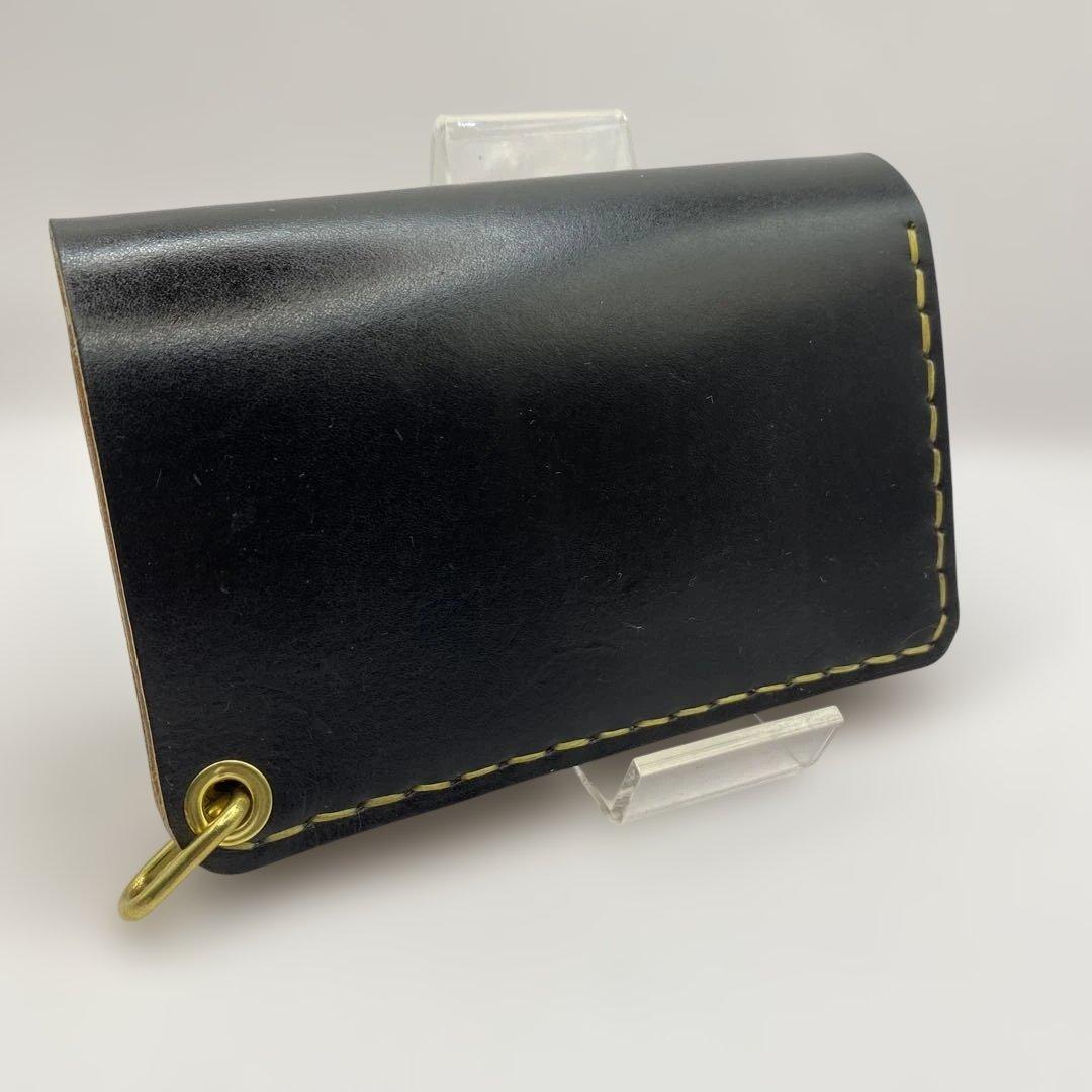 無骨 丘染めブラック ミドルトラッカーウォレット マチ/小判かん BMT0525