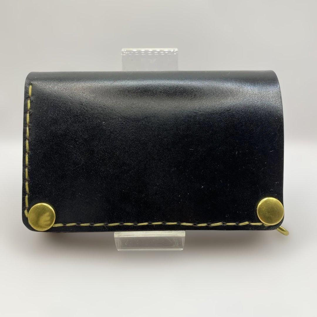 無骨 丘染めブラック ミドルトラッカーウォレット マチ/小判かん BMT0525