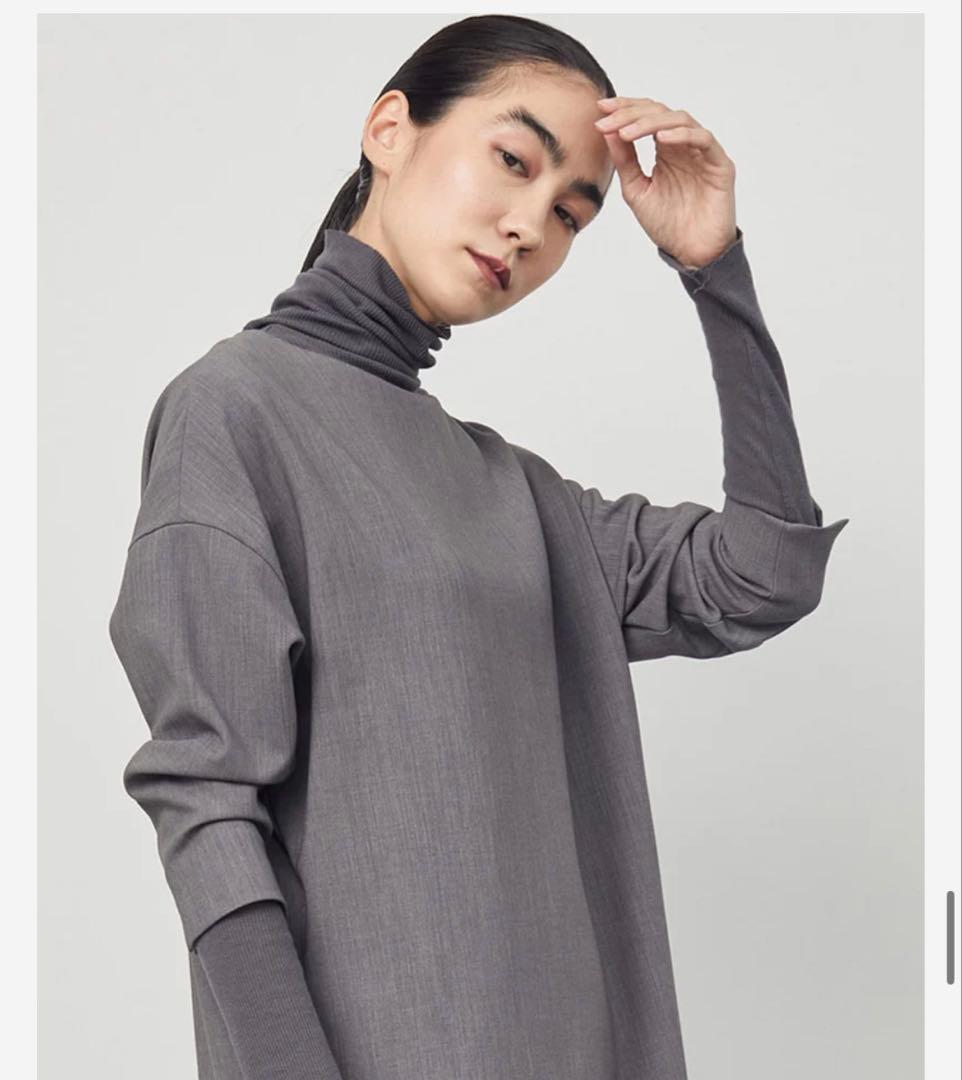 SOEJU ウールライク9分袖ワンピース