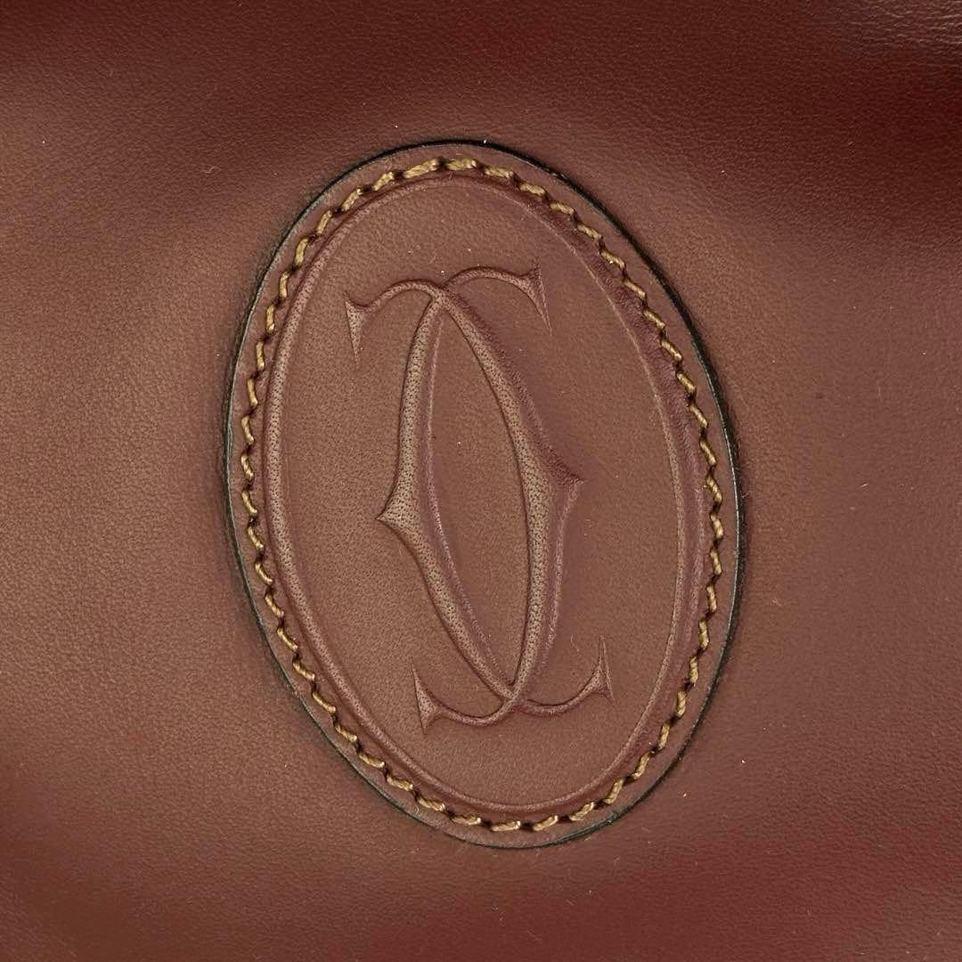 【美品】カルティエ　マストライン　ショルダーバッグ　ゴールド金具　赤茶系　レザー