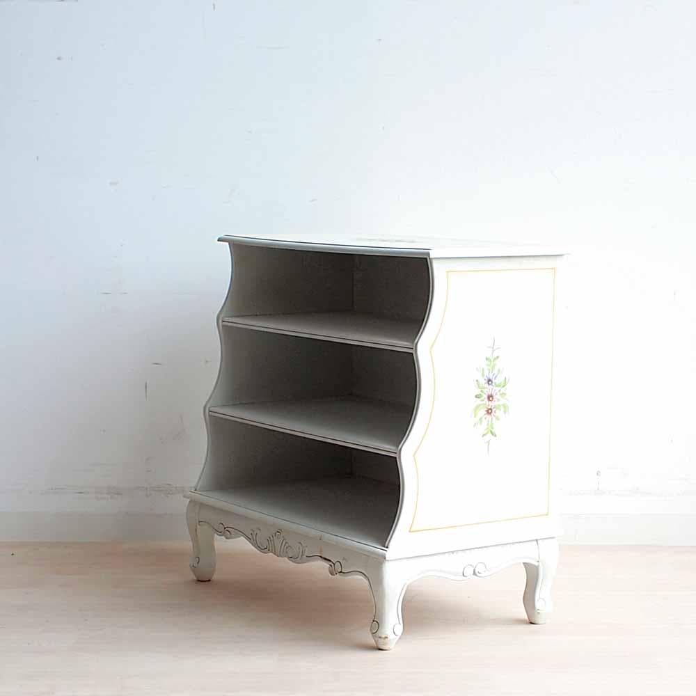 ロココ調 シューズラック 花ペイント 猫脚 白家具 姫系 ZR24186