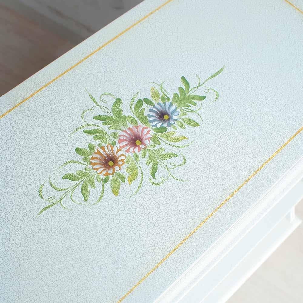 ロココ調 シューズラック 花ペイント 猫脚 白家具 姫系 ZR24186