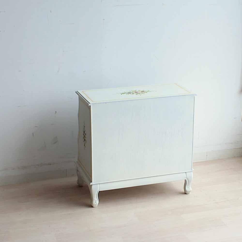 ロココ調 シューズラック 花ペイント 猫脚 白家具 姫系 ZR24186