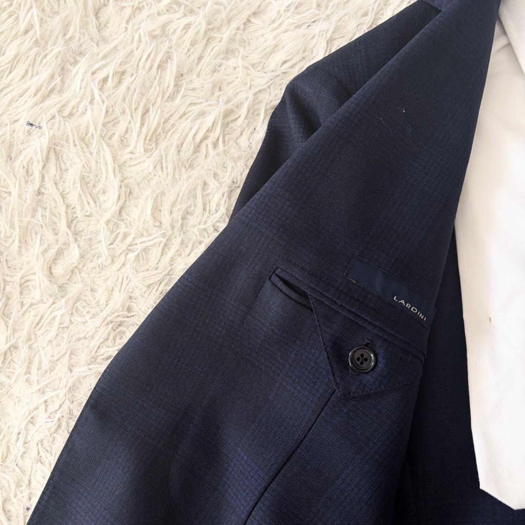 <美品>LARDINI ネイビー ウール スーツ サイズ44