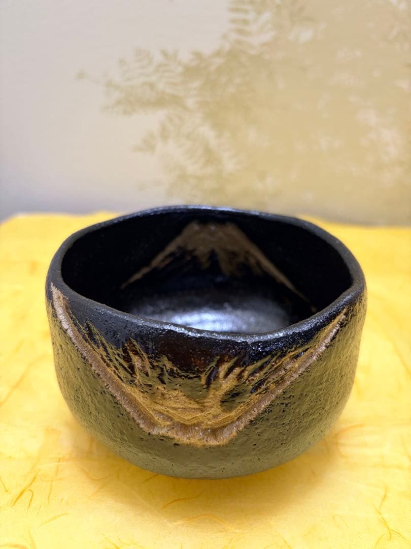 抹茶茶碗 黒楽 富士 黒楽茶碗 黒茶碗 桧垣佳山 造 共箱付 茶道具 裏千家