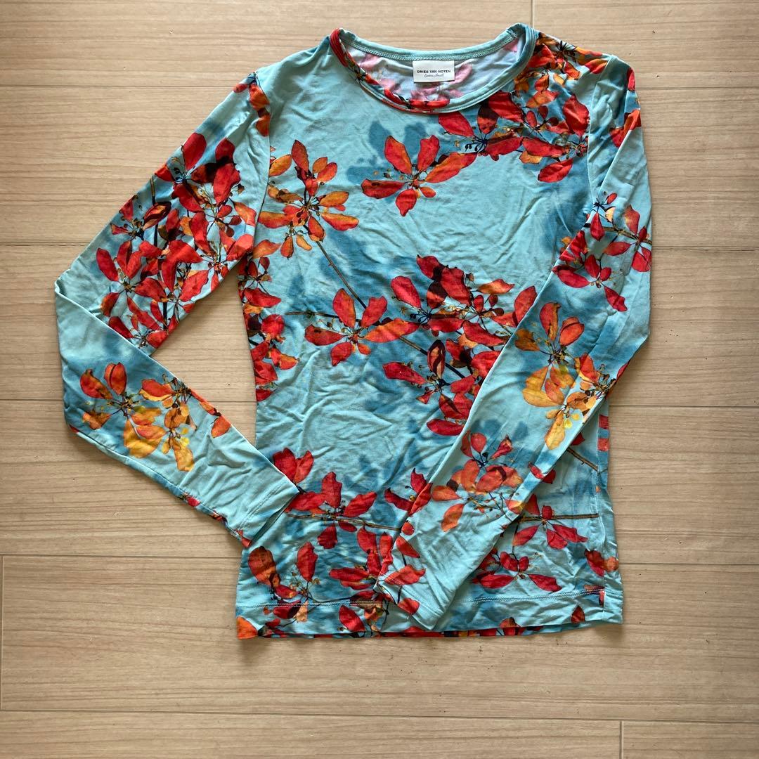 ドリスバンノッテン　ロンT 花柄　青