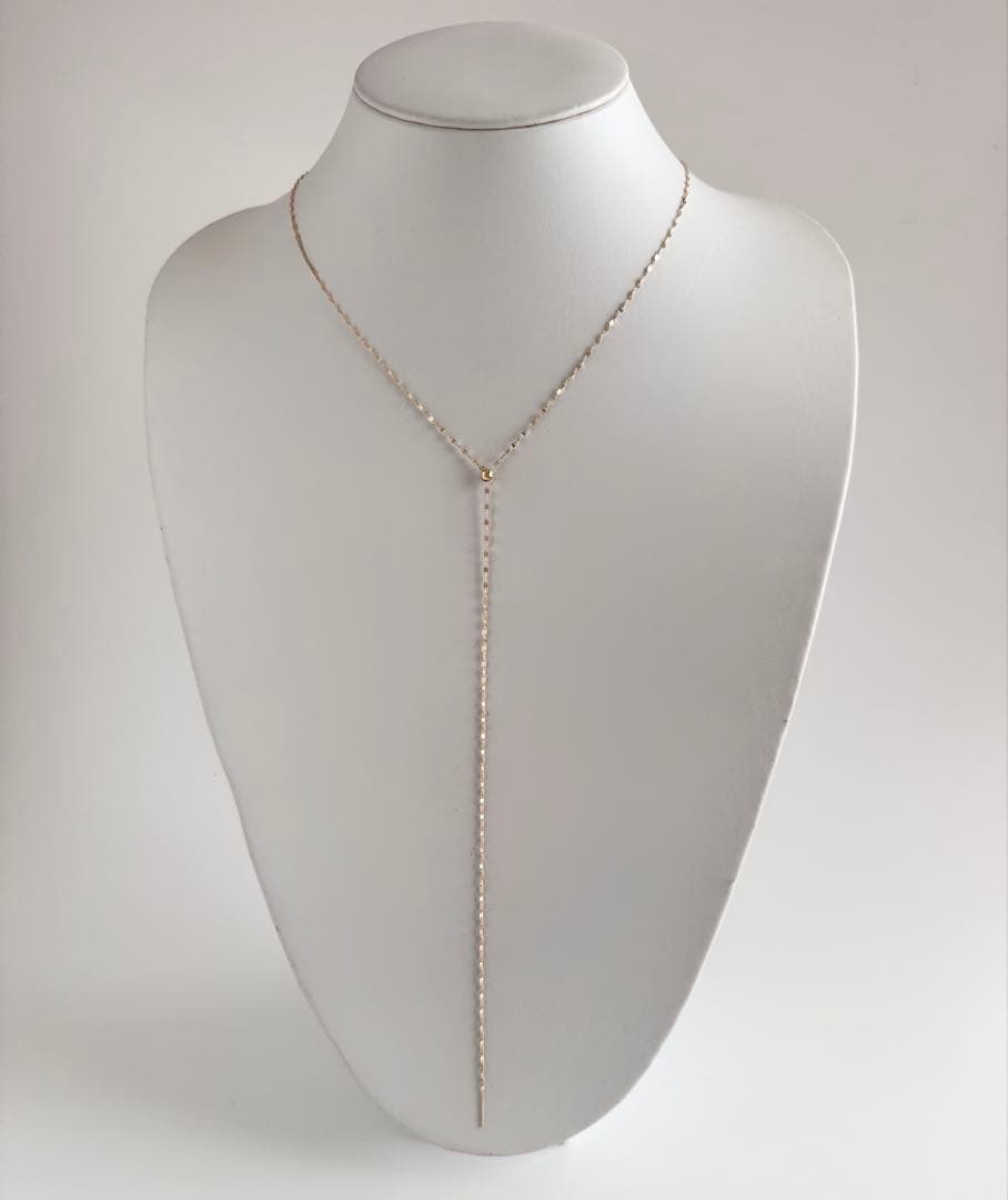 K18YGペタルチェーン ロング2Wayフリーネックレス全長70㎝