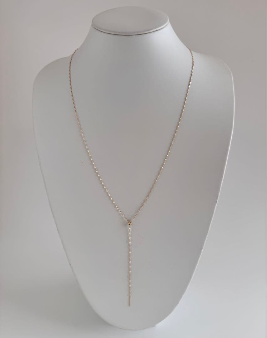 K18YGペタルチェーン ロング2Wayフリーネックレス全長70㎝