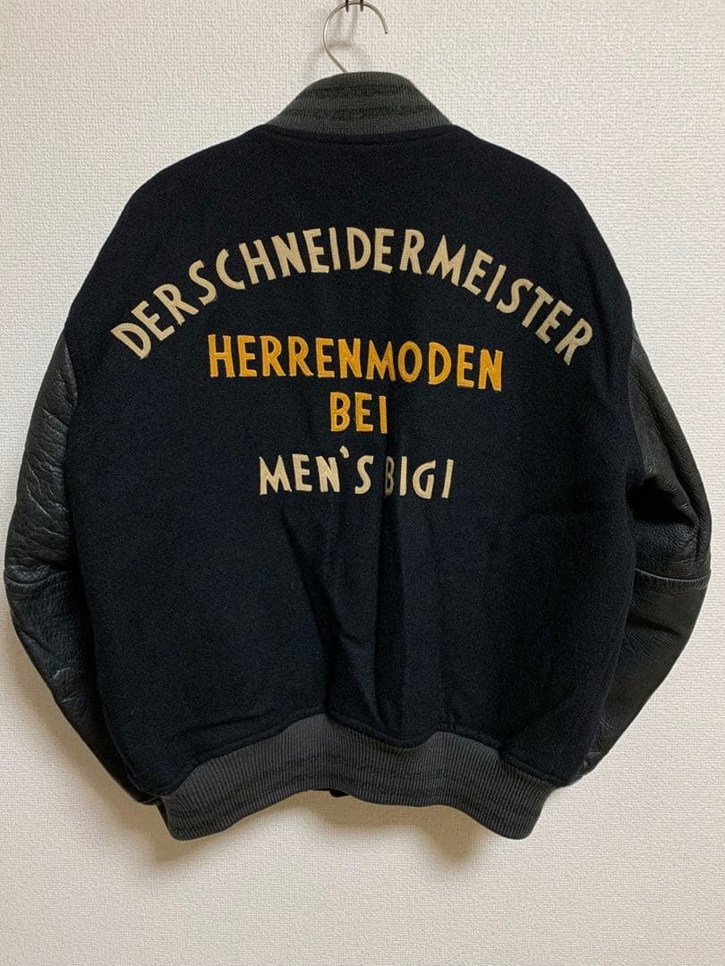 【80s】MEN'S BIGI メンズビギ スタジャン 袖レザー ブラック 希少