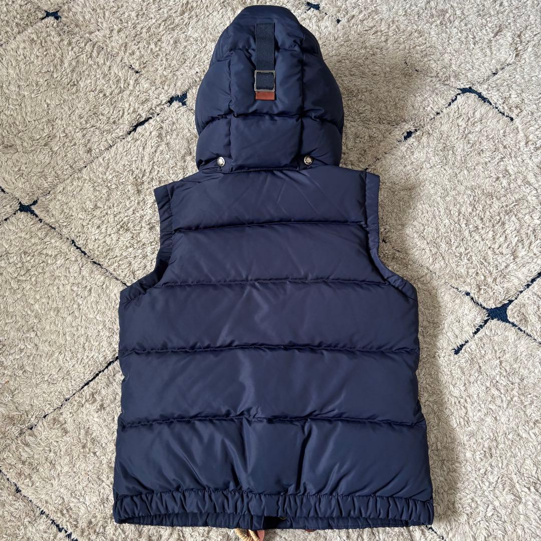 【極美品✨】ポロラルフローレン　ダウンベスト　フード　レザー　ポニー刺繍　紺色