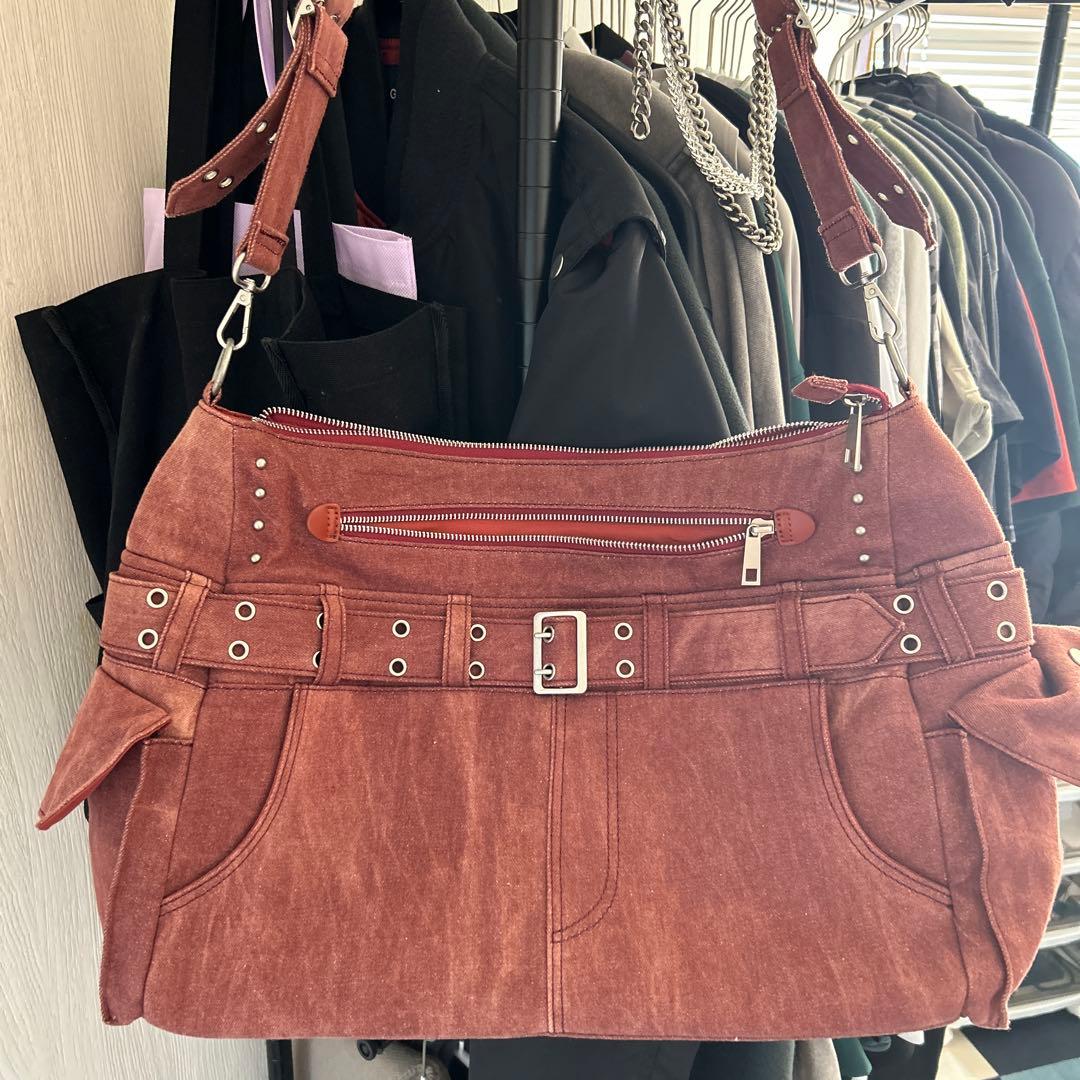 grancy デニムバッグ　レッド