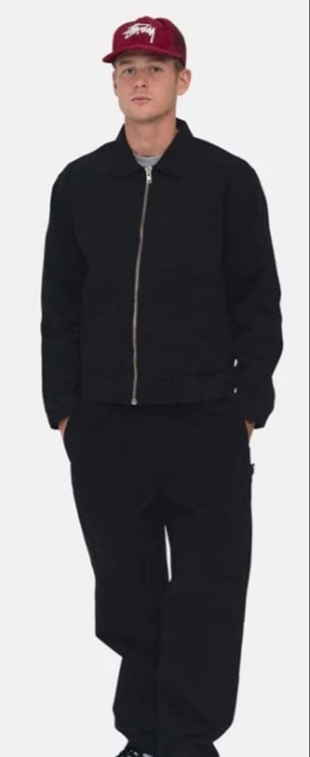 ジャケット・アウター stussy OVERDYED ZIP WORK JACKET BLACK M