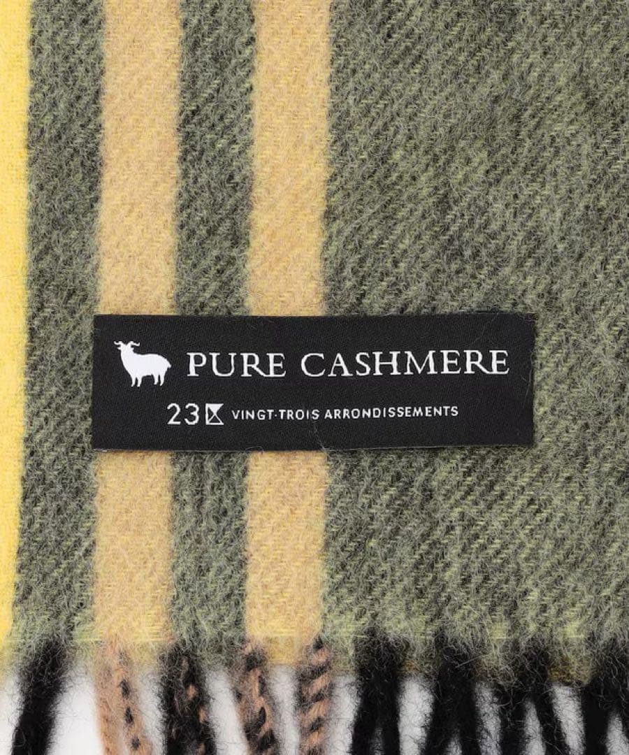 23区カシミヤ100%チェック柄マフラー: イエロー(#340) 2025AW