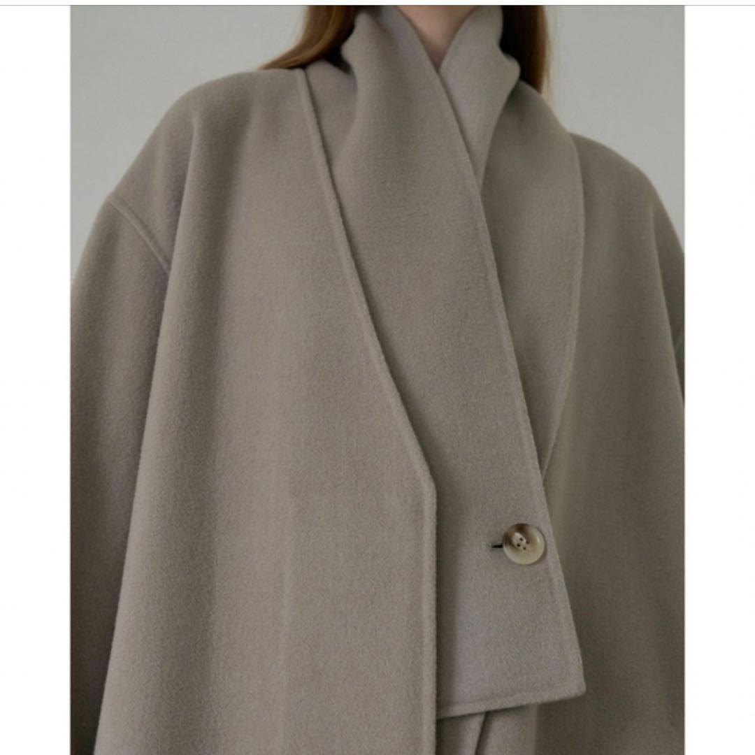 【 Na.e 美品 】ナエ ノーカラーコート ノーカラーマフラーコート