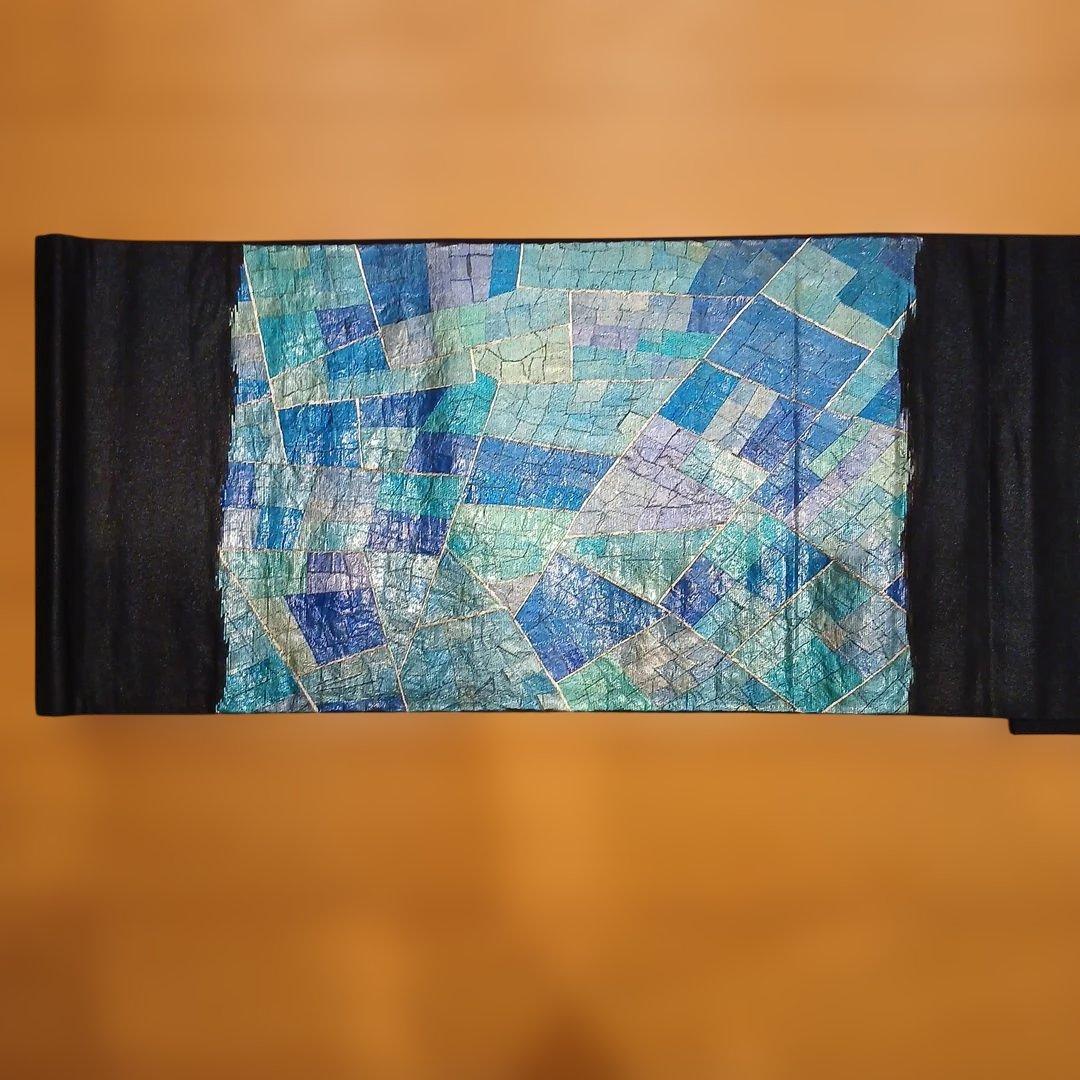 ステンドグラスの洒落袋帯(ブルー系)