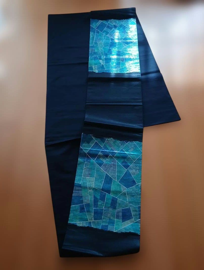 ステンドグラスの洒落袋帯(ブルー系)