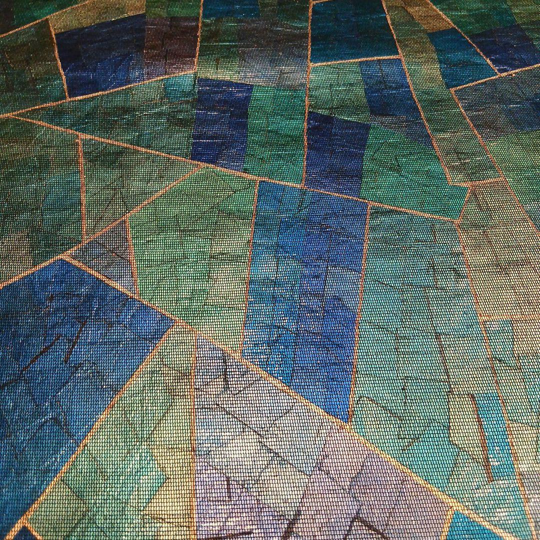 ステンドグラスの洒落袋帯(ブルー系)