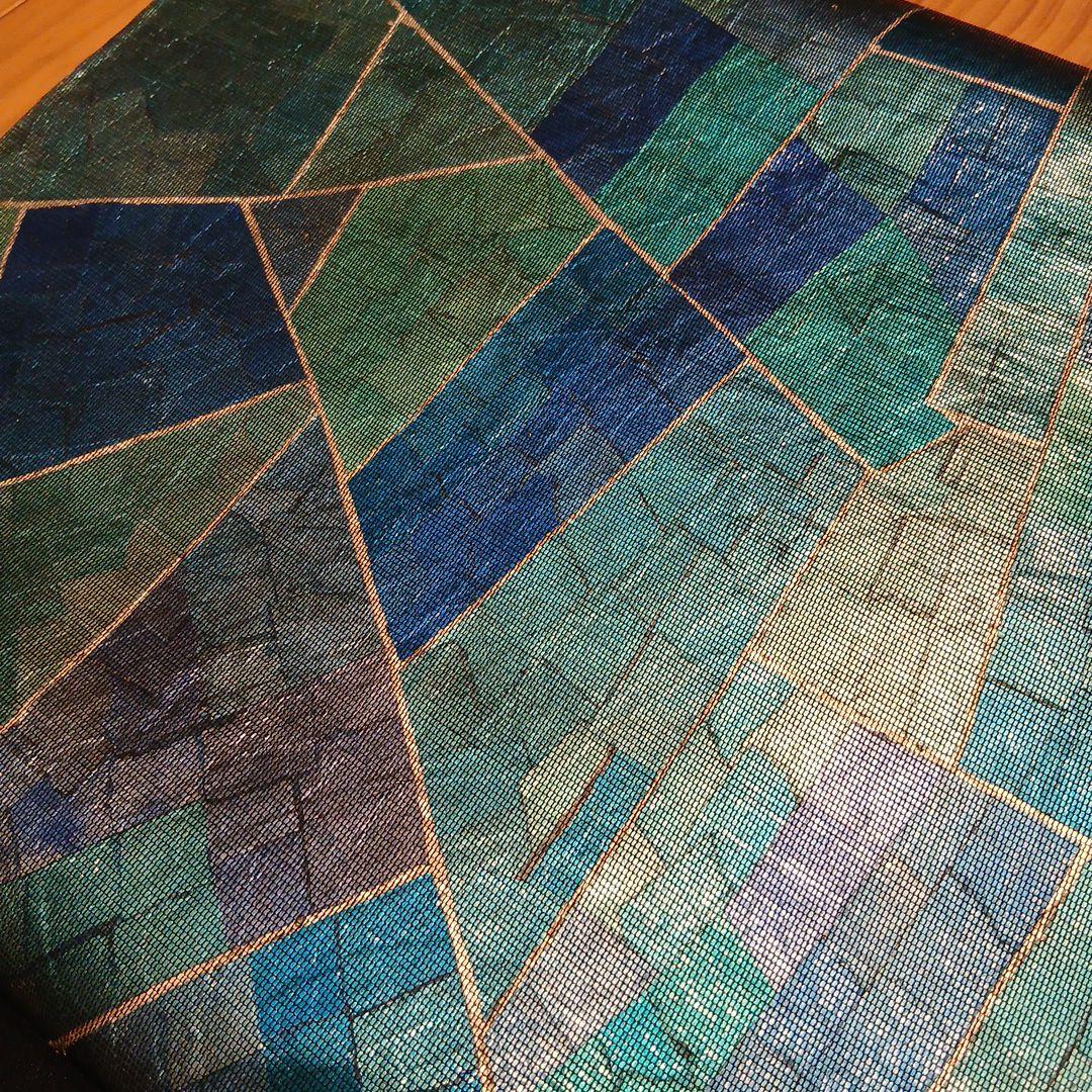 ステンドグラスの洒落袋帯(ブルー系)