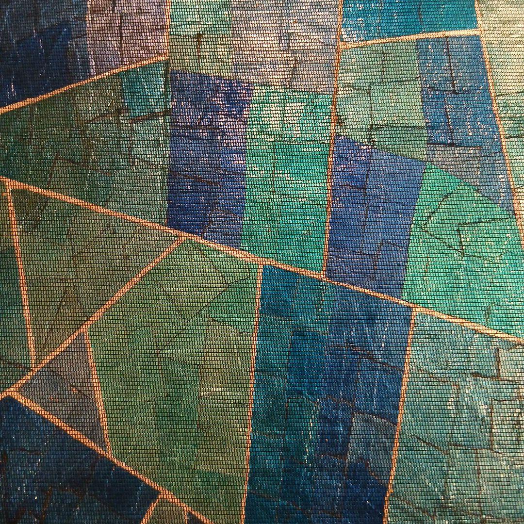 ステンドグラスの洒落袋帯(ブルー系)