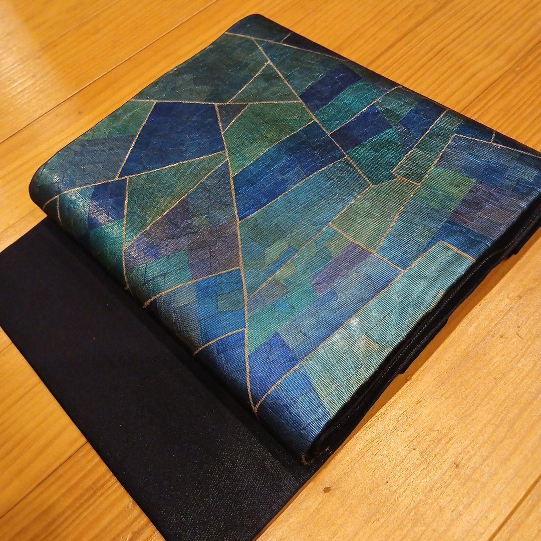 ステンドグラスの洒落袋帯(ブルー系)