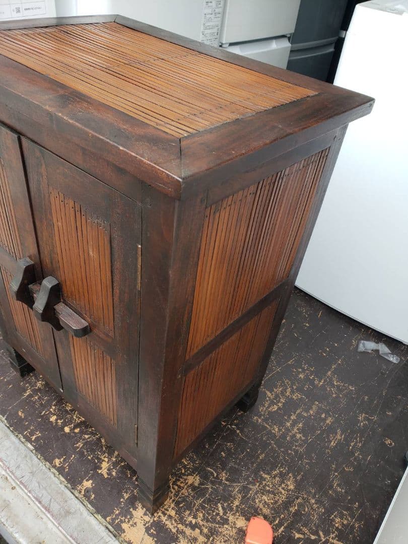 アンティーク調　アジアン家具　チーク＆バンブー　お洒落な小物入れ　チェスト