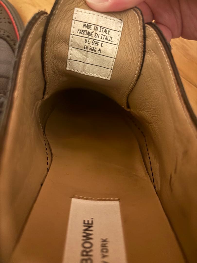 トムブラウン レザースニーカー 美品 グレー