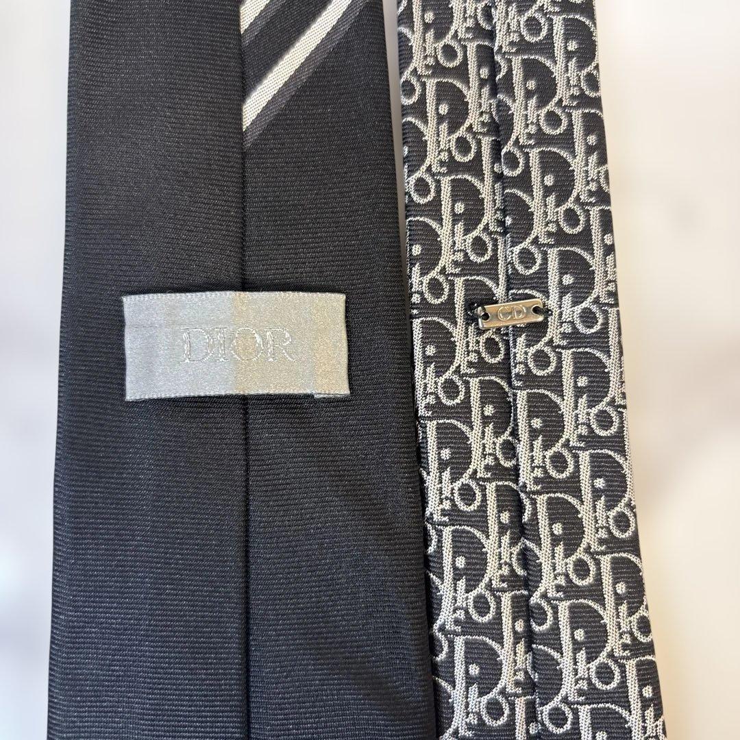 【レア✨】DIOR ディオール ネクタイ オブリーク ブラック グレー 黒　灰