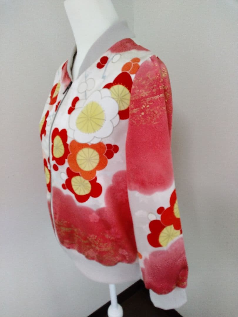 着物リメイク 振袖ブルゾン LL
