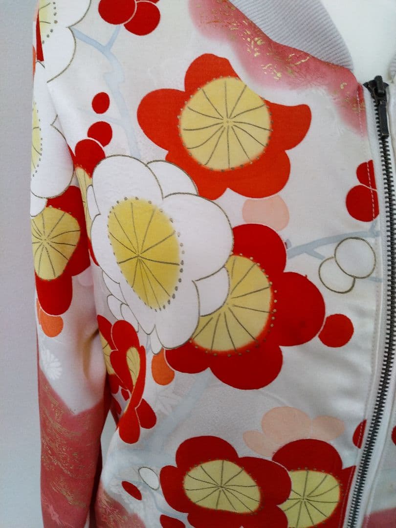 着物リメイク 振袖ブルゾン LL