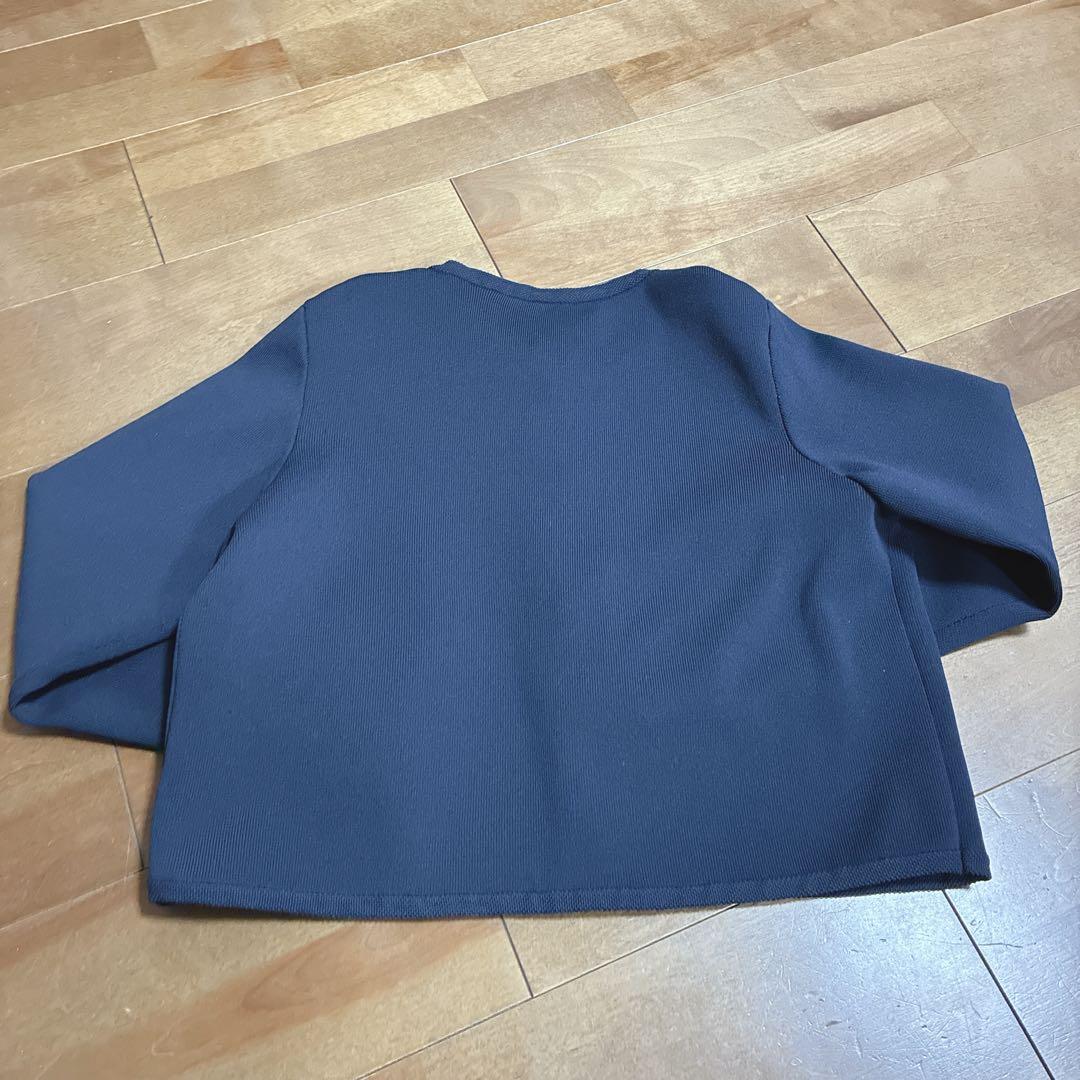 【洗える】2024SSセルフォード ネイビー ノーカラージャケット フリーサイズ